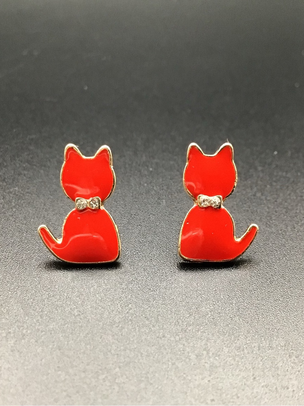 Red Cat Stud Earrings